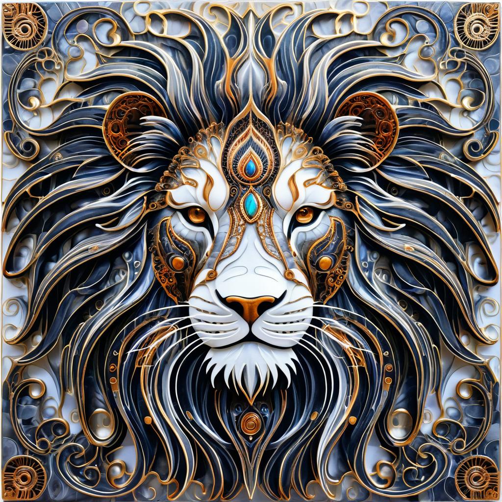 Intricate Biomechanical Lion Art Design