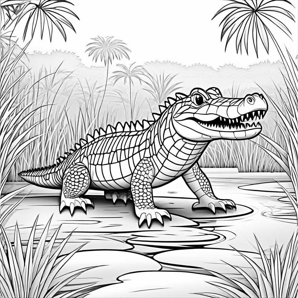 Playful Crocodile Coloring Page for Kids