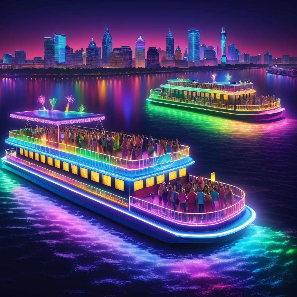 Vibrant College Party Barge on River