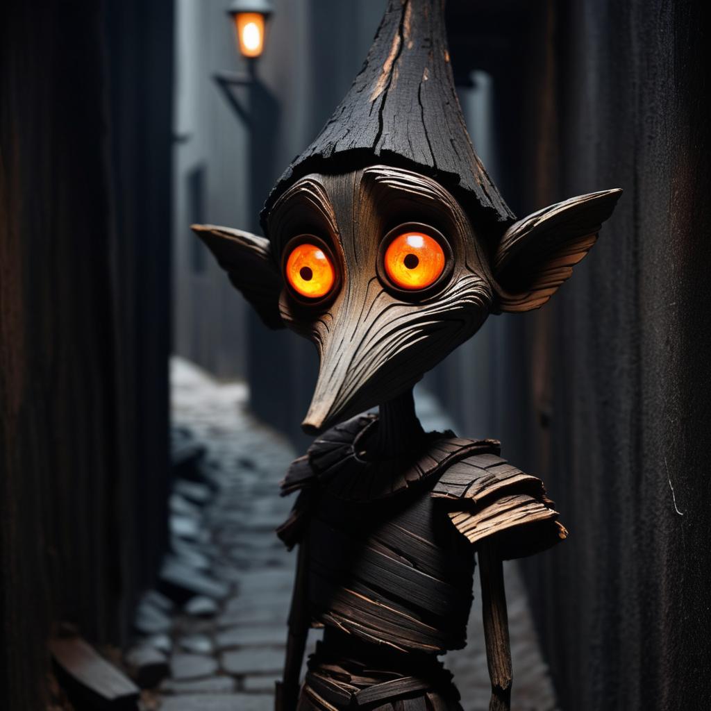 Dark and Twisted Pinocchio in Alley