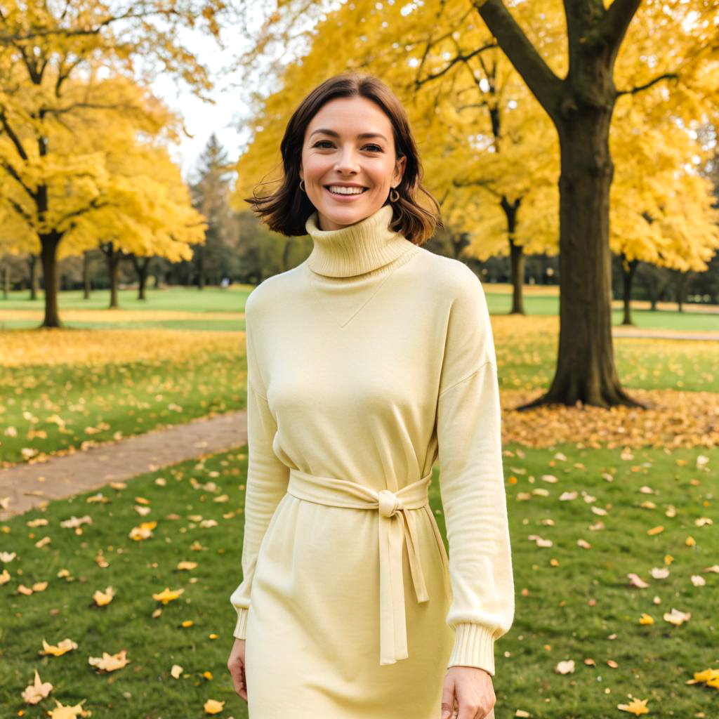 Joyful Woman in Pastel Dress in Park