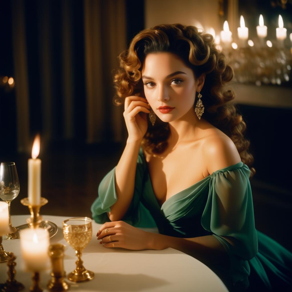 Elegant Woman in a Candlelit Setting