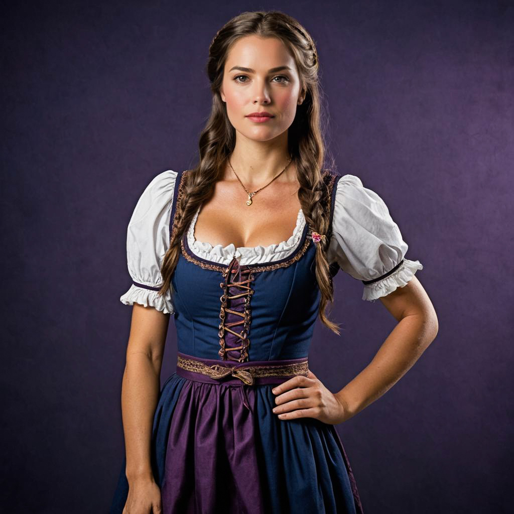 Confident Beer Maid in Traditional Bavarian Dress