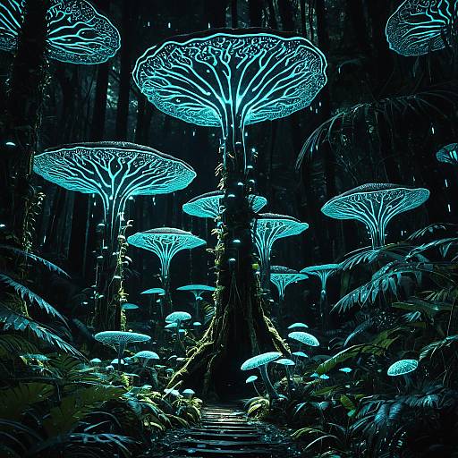 Bioluminescent Mushrooms in Enchanted Rainforest
