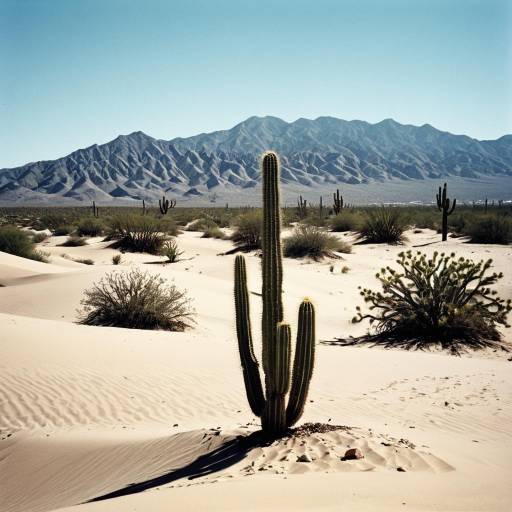Noon Desert Landscape with Cactus Noon Desert Landscape with Cactus