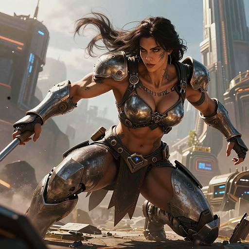 Epic Futuristic Muscle Warrior Girl