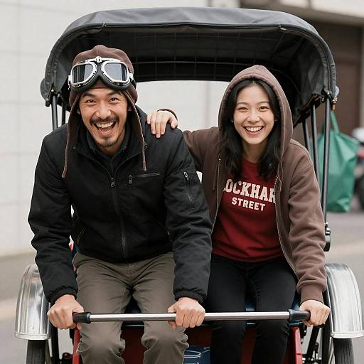 Exciting Rickshaw Ride with Happy Couples