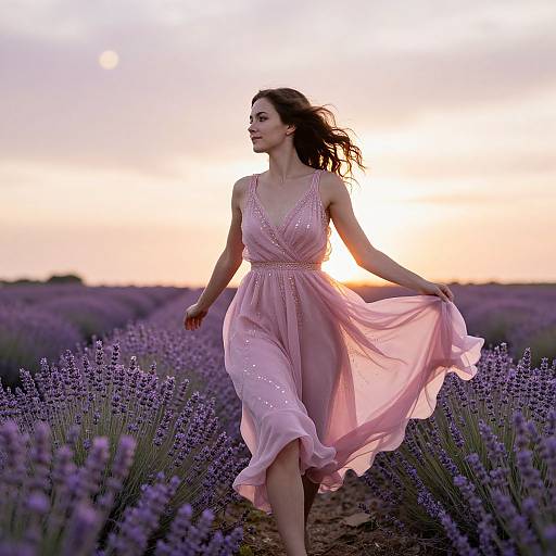 Ethereal Woman in Lavender Field