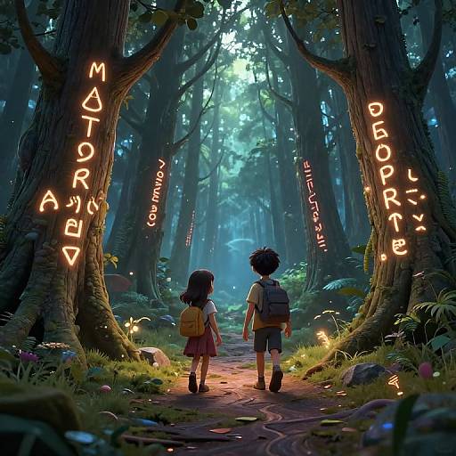 Siblings' AI-Guided Magical Forest