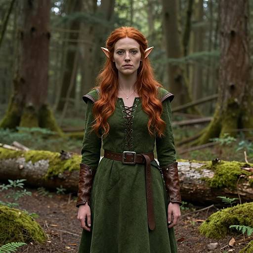 Red-Haired Elf Woman in Forest