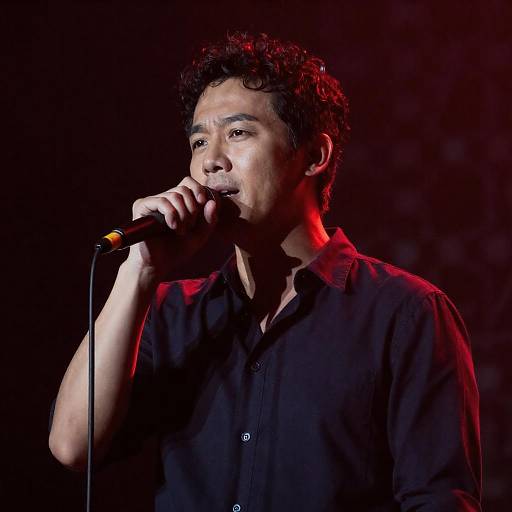 Male Singer Performing with Microphone