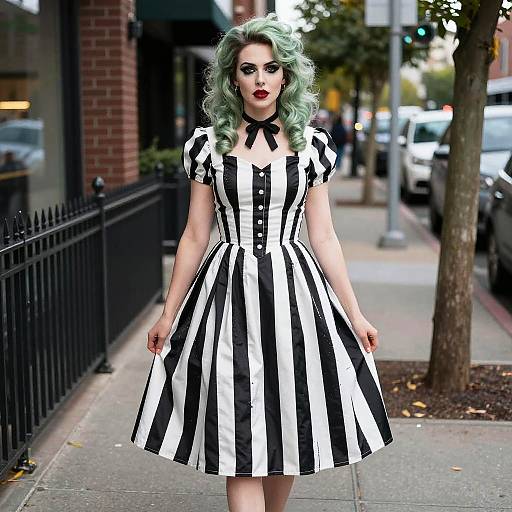 Beetlejuice Inspired Striped Dress