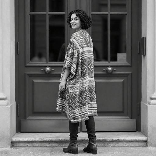 Elegant Woman in Cloak by Ornate Doors