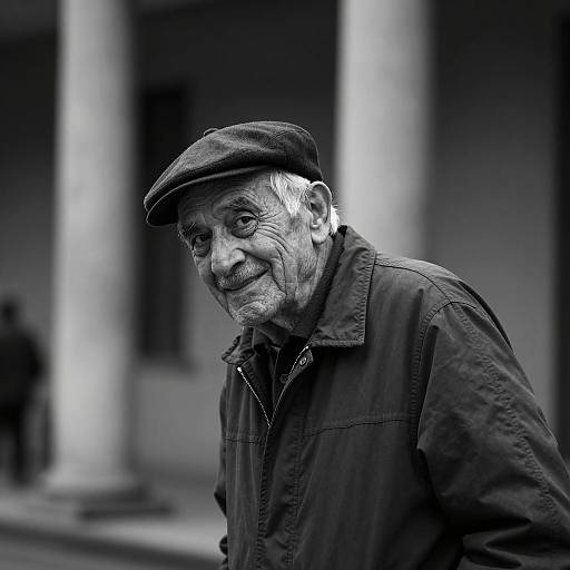 Elderly Man in Dark Setting Smile
