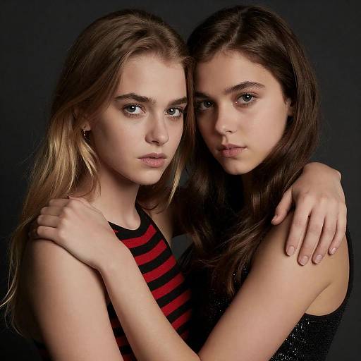 Intense Gaze of Young Women in Dim Light