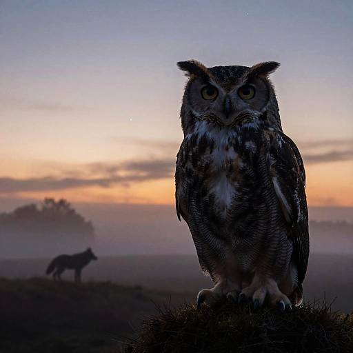 Great Horned Owl Silhouette at Twilight
