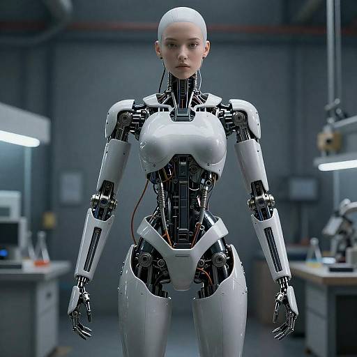 Photorealistic Mechanical Girl in Lab