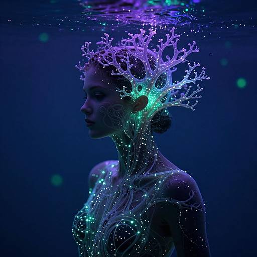 Bioluminescent Woman Underwater Dream