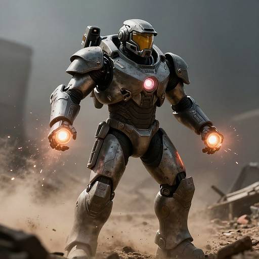 Futuristic Soldier with Repulsor Armor