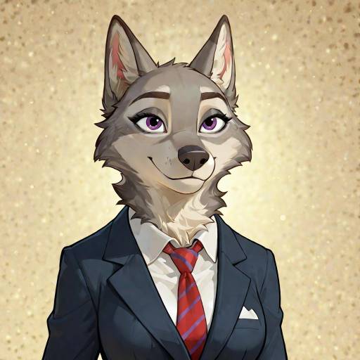 Expressive Female Wolf Fursona in Ghibli Style