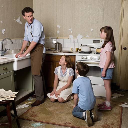 Norman Rockwell Style Family Chaos