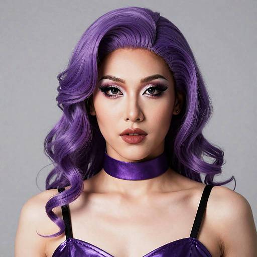 Close-Up Drag Queen with Purple Wig