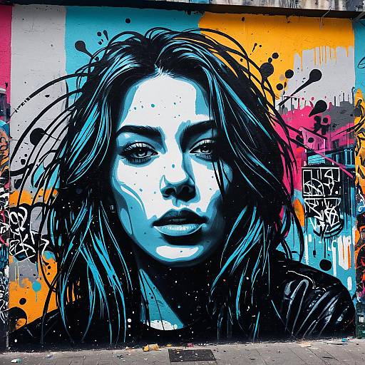 Vibrant Graffiti Portrait of Woman