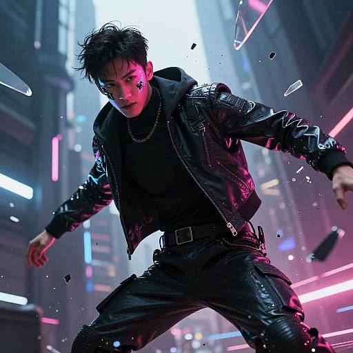 Futuristic Cyberpunk Art with Prismatic Elements