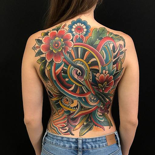 Vibrant Upper Back Tattoo Photo
