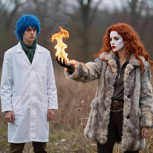 Dynamic Outdoor Portrait with Flame Effects