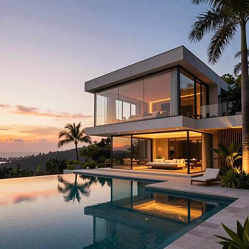 Modern Luxury House at Sunset