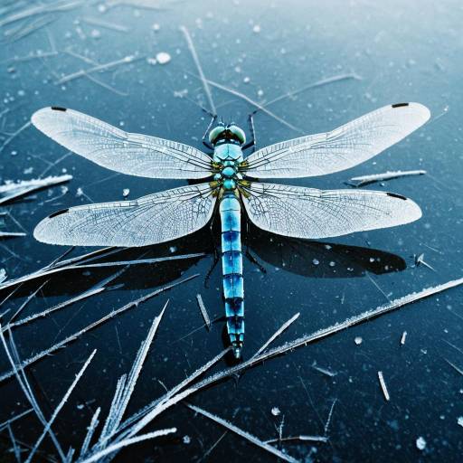 Crystal Ice Dragonfly on Frosty Shore Crystal Ice Dragonfly on Frosty Shore