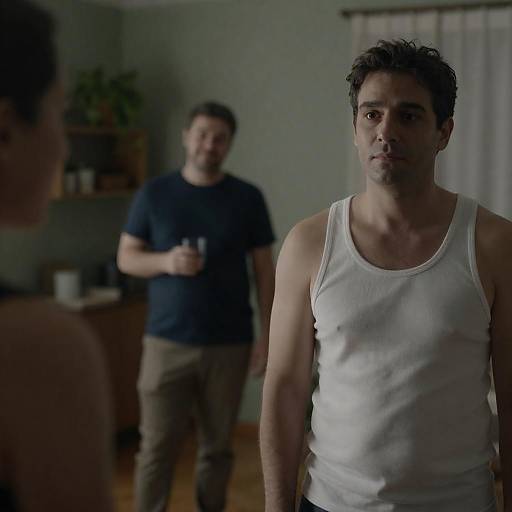 Dimly Lit Room with Two Men