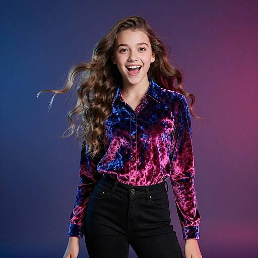 Vibrant Studio Portrait of Excited Teen