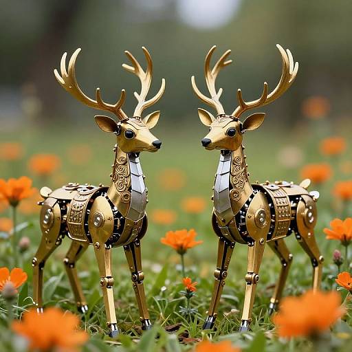 Clockwork Deer in Mechanical Meadow
