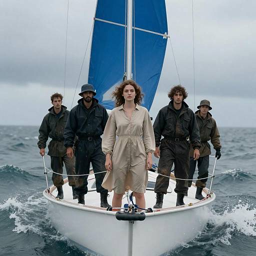 Dramatic Sailboat Scene in Stormy Sea