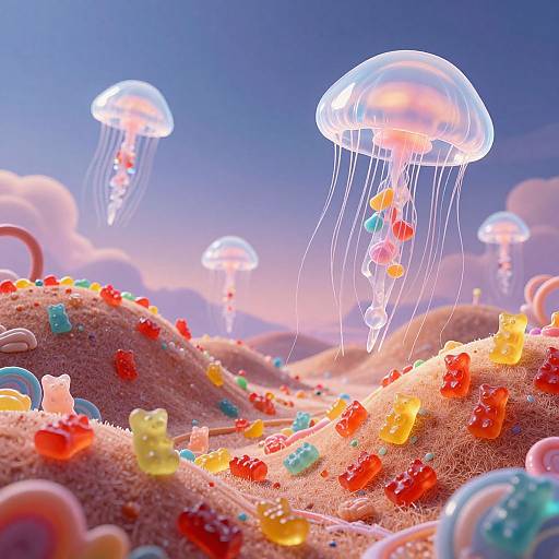 Whimsical Dreamscape of Gummy Hills