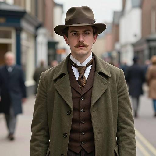 Young Man in Early 20th Century Victorian Outfit