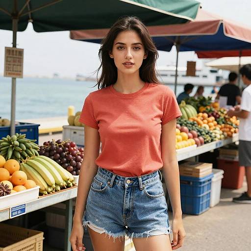 Slim Woman at Vibrant Port Market