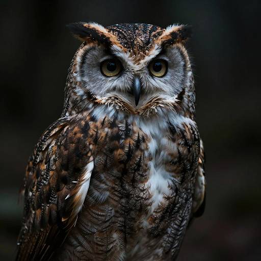 Haunting Owl Portrait in Dark Gothic Style
