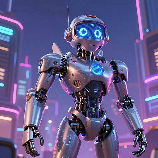 Futuristic Disney Androids in Cyberpunk City