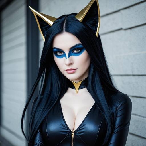 Stylish Morgana Cosplay in Black Cat Suit