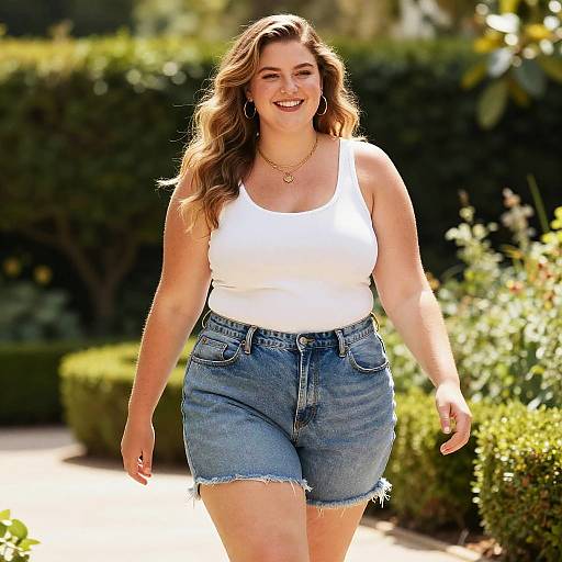 Curvy Plus-Size Model in Garden