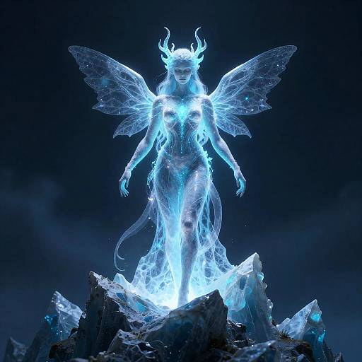 Luminescent Ethereal Guardian at Glacial Peak