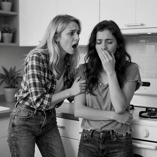 Dramatic Kitchen Scene in Black and White