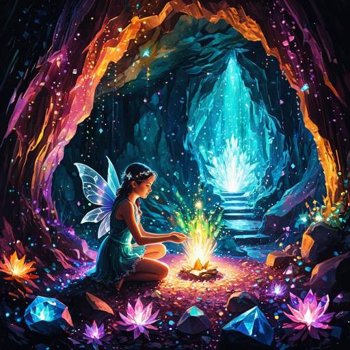 Fairy Casting Magic in Enchanted Cave