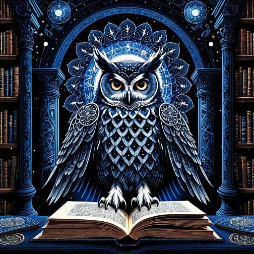 Enigmatic Owl in an Ancient Library