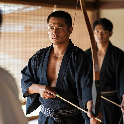 Intense Archer in Traditional Kimono