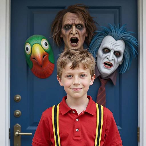 Quirky Boy with Creepy Masks