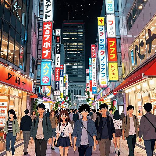 Vibrant Tokyo Night Anime Scene